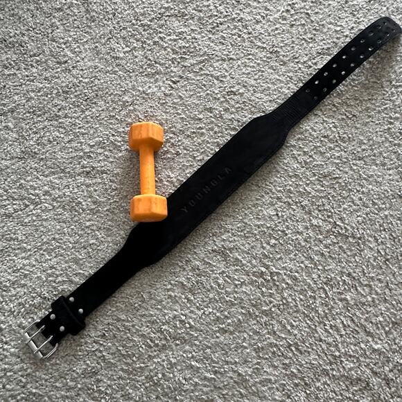 YoungLA 4 inch leather Lifting Belt Black, Double Prong. Large - Picture 1 of 5